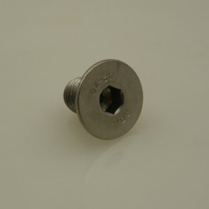 000155AR - FASTENER BOLT STAINLESS STEEL M10X1.5 X 16MM FLAT HEAD SOCKET CAP DIN7991 WITH MACHINED VENT HOLE FOR SUCTION CUP