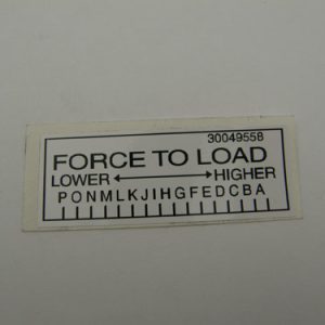 30049558 - LABEL BLACK TEXT ON WHITE BACKROUND FORCE TO LOAD LABEL TO BE LOCATED ON LAN-RINGER ROLL CARRIAGE