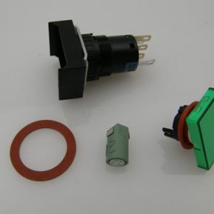 30084697 - SWITCH PUSH BUTTON ASM 16MM RECTANGULAR OPERATOR W/CONTACTS MOMENTARY ILLUMINATED 24V GREEN LED FLUSH 1NO/1NC W/OILTITE GASKET