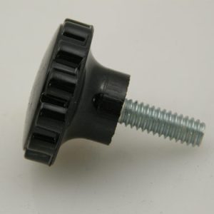 P-011542 - KNOB ROUND PLASTIC BLACK CLAMPING 1-1/4 DIA W/ 1/4-20 X 3/4 THREADED STUD (700 MINIMUN ORDER)